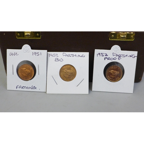 683 - Over 120 high grade copper coins in holders and a case