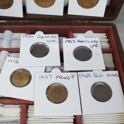 683 - Over 120 high grade copper coins in holders and a case