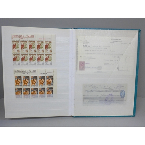 685 - Stamps; a stock book of GB and World Revenue stamps, including entire documents