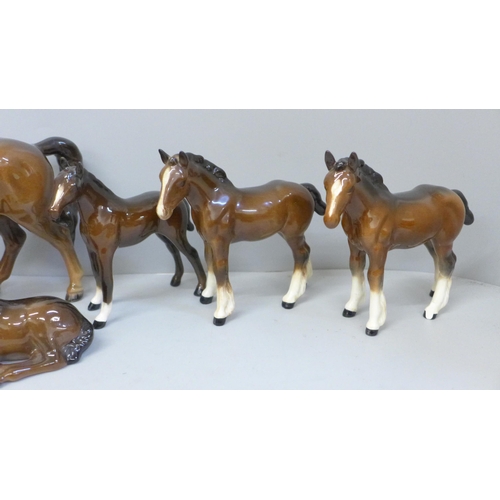 707 - A collection of Beswick mares and foals (6)