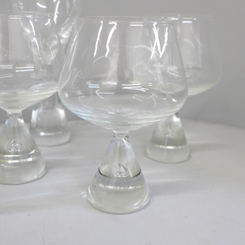 709 - Holmgaard teardrop glasses; four brandy, four wine and six sherry