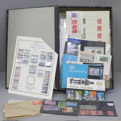 710 - Stamps; a box file of GB  stamps, covers, etc.