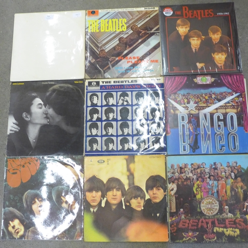 711 - Twelve The Beatles and solo LP records including The White Album