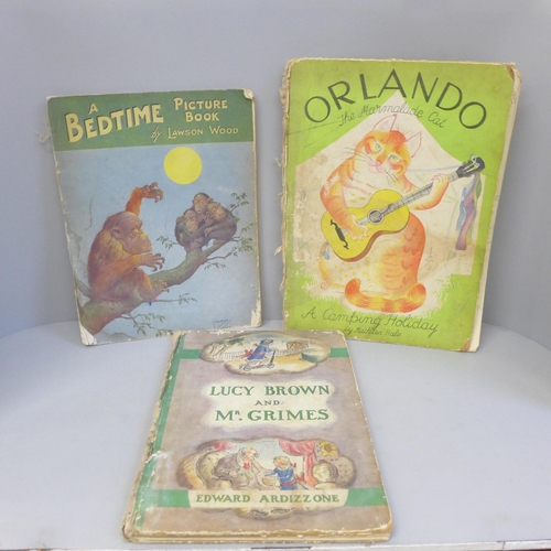 717 - Three volumes; Lucy Brown and Mr Grimes, Edward Ardizzone, circa 1940, Orlando The Marmalade Cat, A ... 