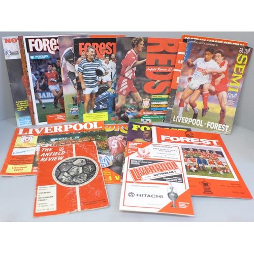 720 - Football memorabilia; Nottingham Forest v Liverpool, 24 home and away programmes including Cup Final... 