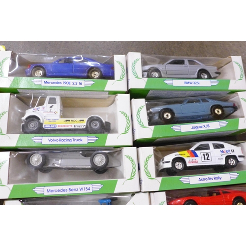 731 - A box of die-cast model vehicles, Mobil, Shell, etc., boxed