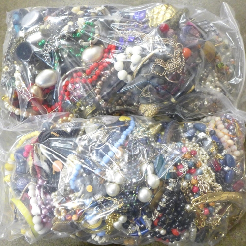 732 - Two bags of costume jewellery