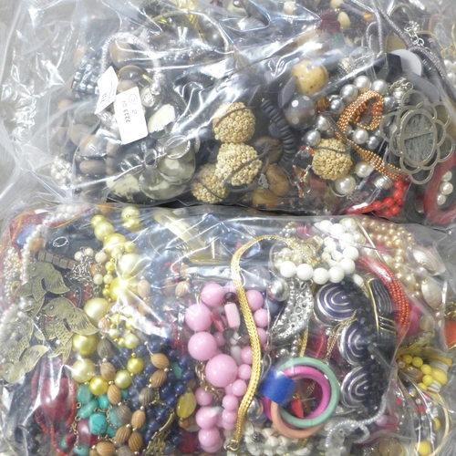 732 - Two bags of costume jewellery