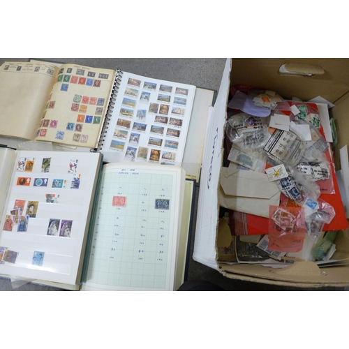 734 - Stamps; a box of stamps, covers, etc., loose and in albums