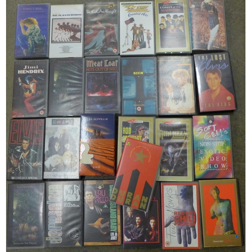 737 - A collection of VHS video recordings of Thin Lizzy, Jimi Hendrix, David Bowie, Fleetwood Mac, Soft C... 