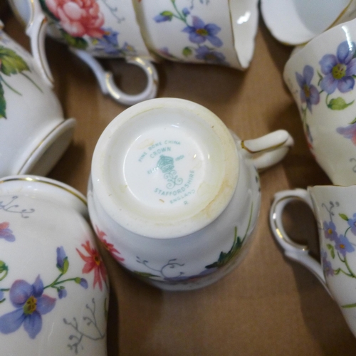 755 - Crown Staffordshire floral design tea ware **PLEASE NOTE THIS LOT IS NOT ELIGIBLE FOR POSTING AND PA... 