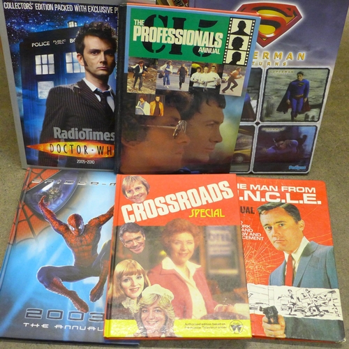 757 - A collection of film and TV character publications including Spiderman and Superman and a Superman T... 