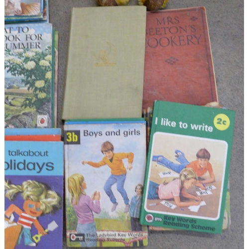 759 - A collection of Ladybird books, children's toys, a vintage Teddy bear, Mrs Beeton's Cookery Book, et... 