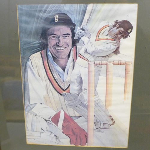 761 - A signed photograph of Ryan Sidebottom, Stuart Broad, Graham Swan and a framed picture of Alan Phili... 