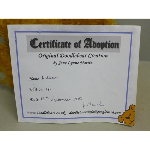 762 - An Original Doodlebear Teddy bear, William, with certificate