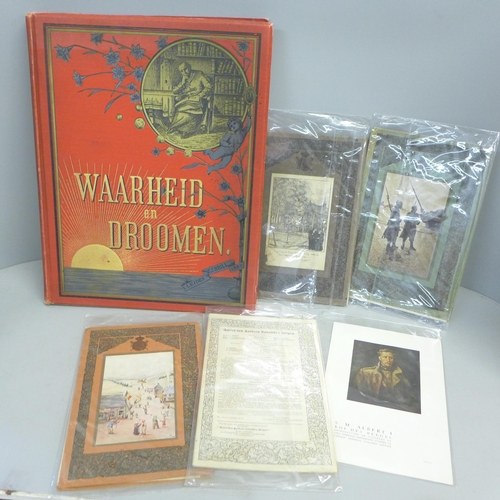 795 - One volume; Waarheid en Droomen, 1885 and four Belgian booklets, end of WWI period with prints of et... 