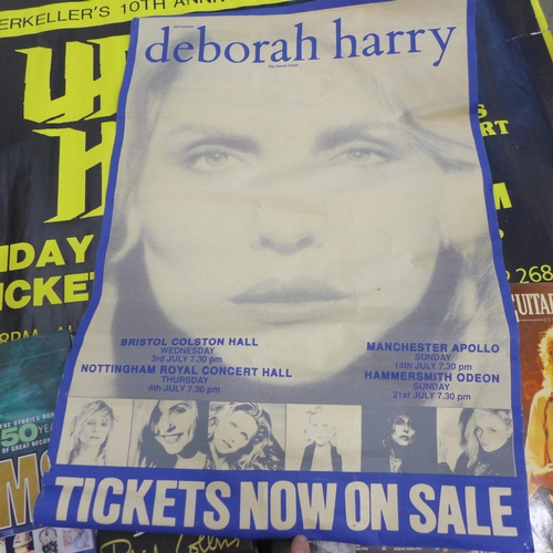 808 - Music memorabilia; a box of music posters and books including concert poster for Uriah Heep at Brist... 