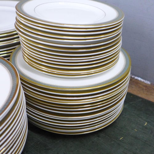 815 - A Royal Doulton Clarendon part dinner service, 16 dinner and side plates, 15 tea plates, 14 soup/cer... 