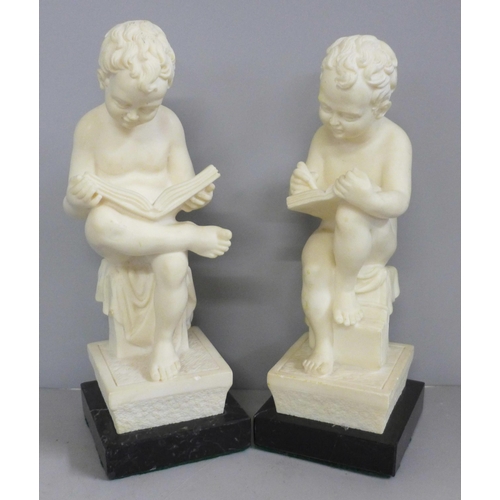 830 - A pair of Parian figures of child scholars, 24cm