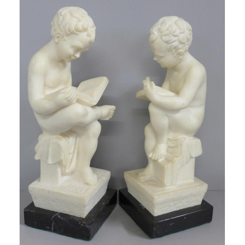 830 - A pair of Parian figures of child scholars, 24cm