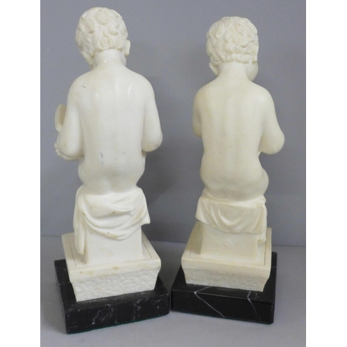 830 - A pair of Parian figures of child scholars, 24cm