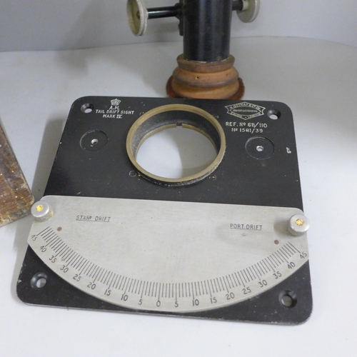 842 - An Air Ministry Tail Drift Sight, W. Ottway & Co., cased, dated 1939