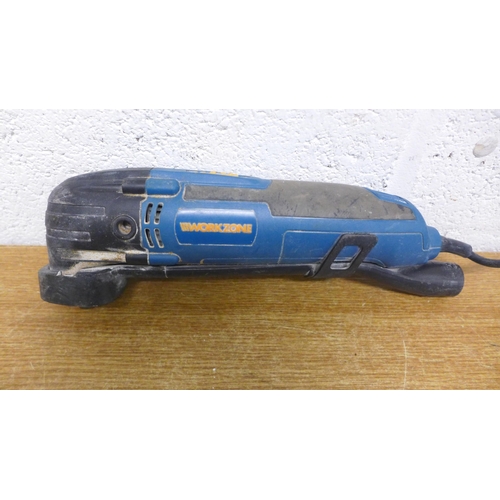 2005 - A Bosch PST 50-E 240v 350w jigsaw, a Workzone WMW 309-2 240v 300w multifunction tool and a Black & D... 