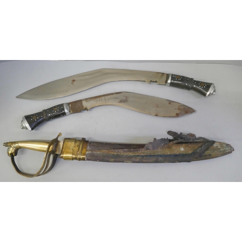 848 - Two Indian kukri and a short sword