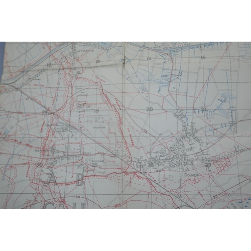 854 - A WWI trench map, France Sheet 36c N.W., also marked Trenches Corrected To 4-5-17