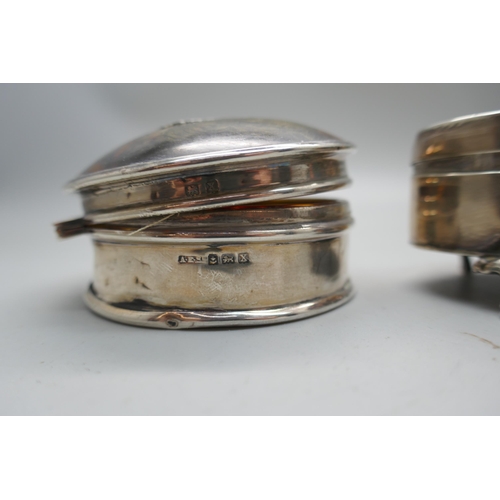 868 - Two silver and tortoiseshell trinket boxes, a/f