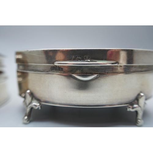 868 - Two silver and tortoiseshell trinket boxes, a/f