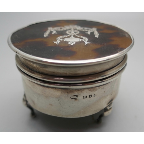 873 - A silver and pique inlaid box, London 1919