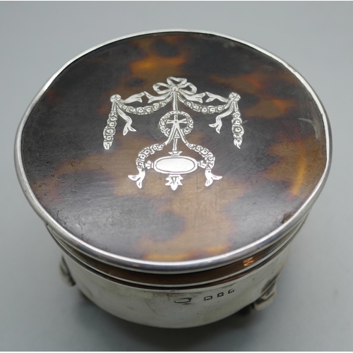 873 - A silver and pique inlaid box, London 1919