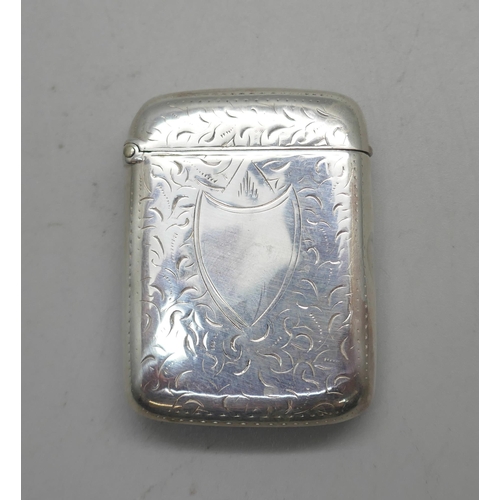 879 - A Victorian silver vesta case, Birmingham 1893