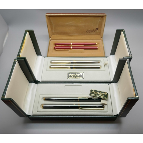 884 - Three Élysée pen sets