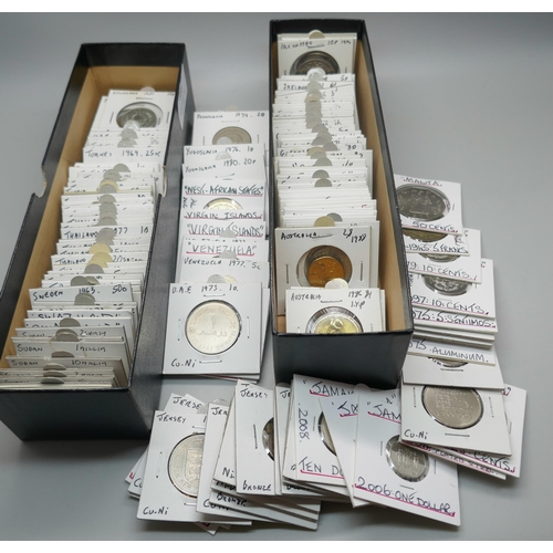 893 - A collection of world coins, (in holders)