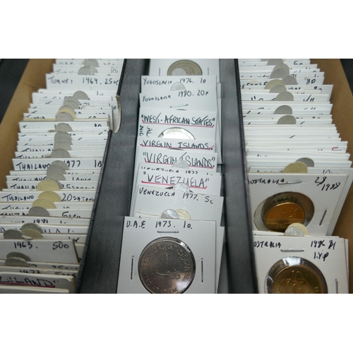 893 - A collection of world coins, (in holders)