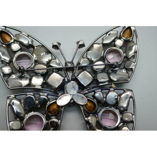 918 - Ten Butler & Wilson rhinestone/crystal butterfly brooches, three large, three smaller and four small... 