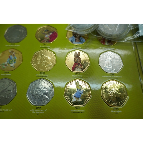 930 - A silver proof Samoa $2 1997, with certificate, nine others, three nickel silver crowns, cased, a £5... 