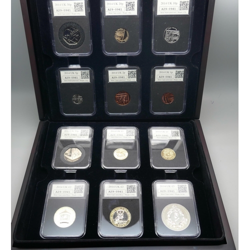 931 - A 2014 Datestamp Specimen Year Set, twelve coins, in case