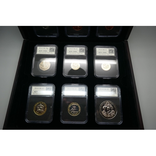 931 - A 2014 Datestamp Specimen Year Set, twelve coins, in case