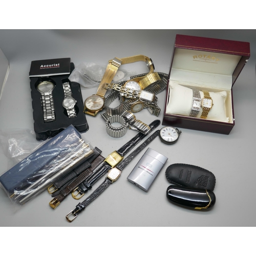 934 - A collection of wristwatches including Lings, lady's Seiko, etc., a rolled gold Yard-O-Led pencil, p... 