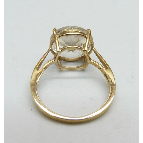 948 - A 9ct gold, Rutile quartz ring, 2.5g, O