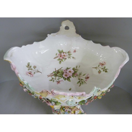 822 - A continental porcelain floral decorated centrepiece