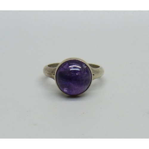 954 - A Danish silver and cabochon amethyst ring by Niels Erik From, N