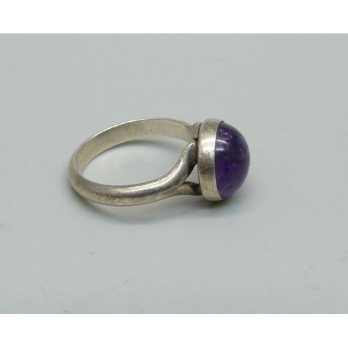 954 - A Danish silver and cabochon amethyst ring by Niels Erik From, N