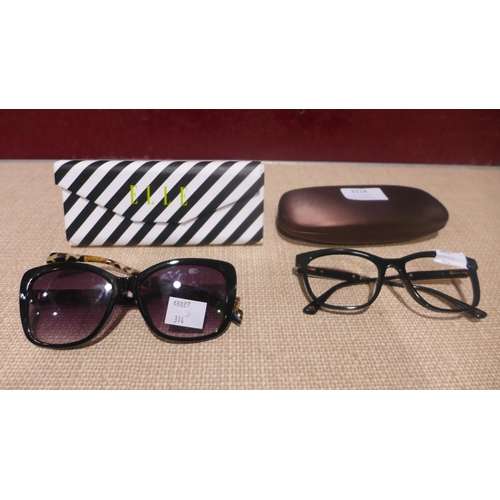 3151 - Elle Ladies Clam Sunglasses, Nina Ricci Black Plastic Glasses - Both Damaged (314-78,87,94) *This lo... 