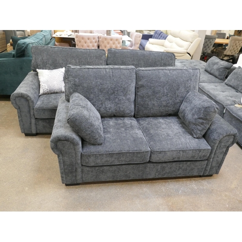 1446 - A Kylie dark grey three seater sofa and two seater sofa