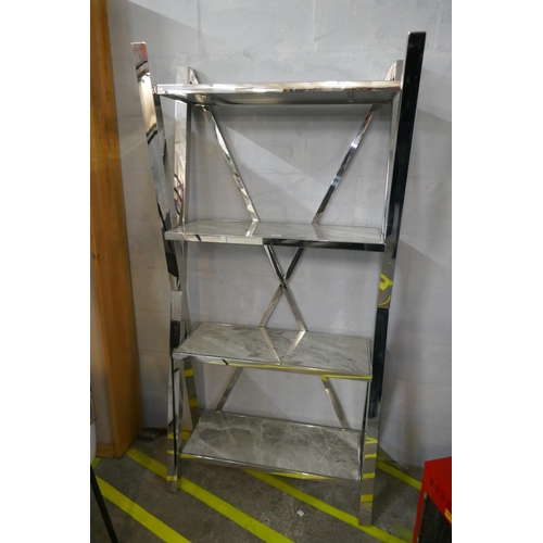 1504 - A marble and chrome shelf unit *This lot is subject to VAT