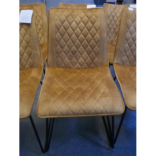 1512 - A set of six turmeric velvet dining chairs *This lot is subject to VAT